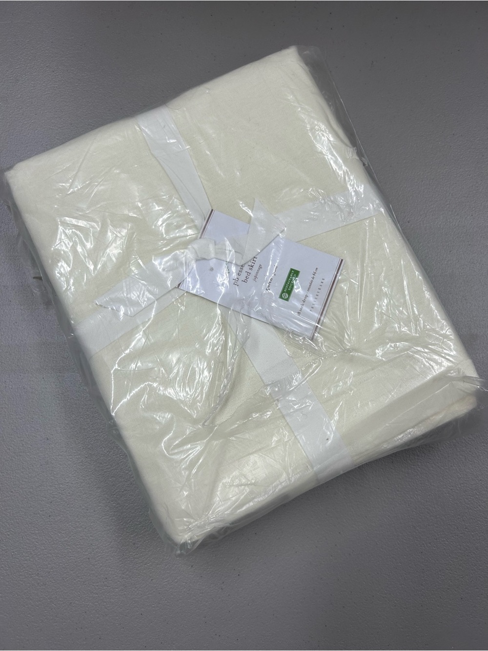 Pottery Barn Essential Queen Bed Skirt Ivory Yellow Hue Linen Cotton 18 Drop NWT
